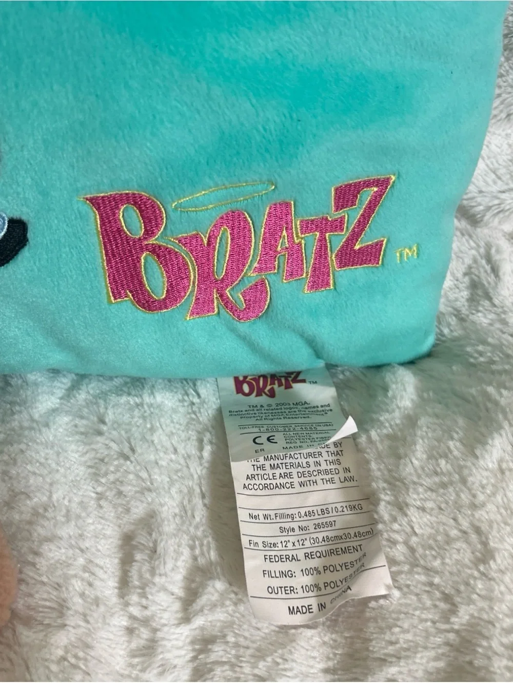 Vtg 2003 BRATZ Slumber Party JADE Plush PILLOW MGA-Aqua Green-w/Tags-12